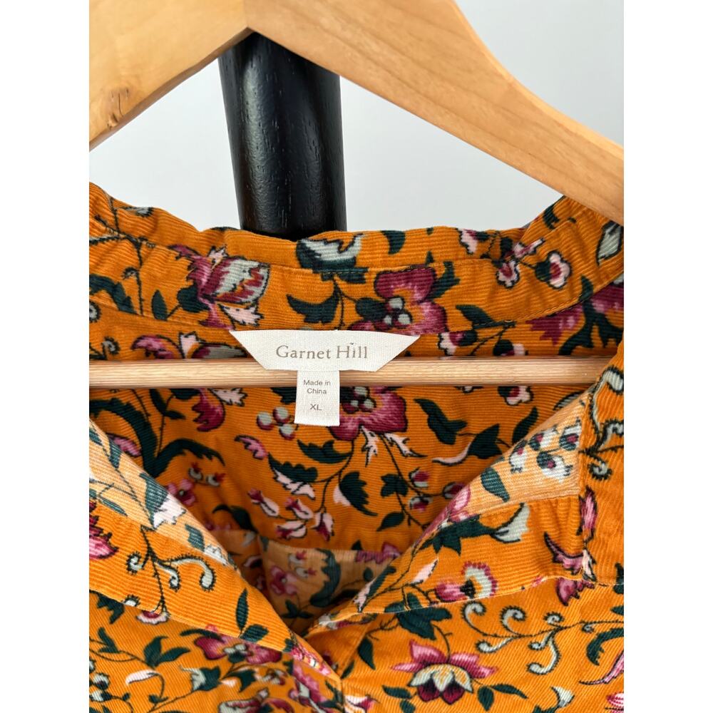 Garnet Hill Floral Blouse in Mustard and Pink - Picture 4 of 4
